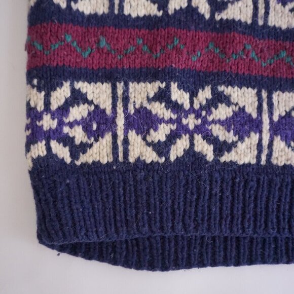 VTG '80S Rey Wear Purple Maroon Wool Cottagecore Chunky Knit Crewneck Sweater XL - Picture 7 of 12